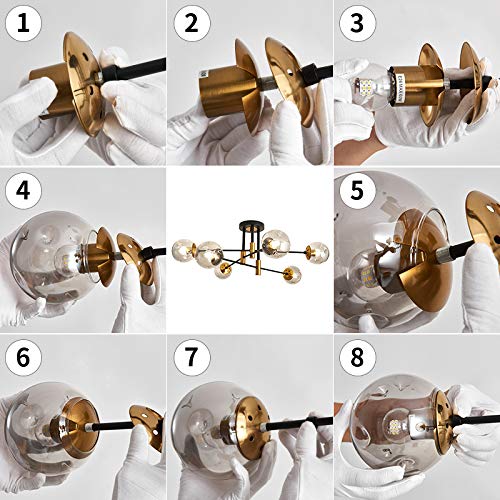 Modern Farmhouse Glass Chandelier for Dining and Living Room