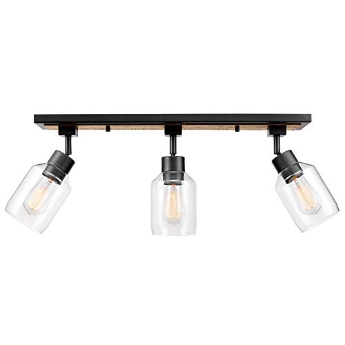Globe Electric Griffith 3-Light Track Lighting, Faux Wood