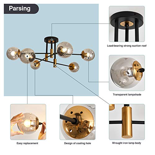 Modern Farmhouse Glass Chandelier for Dining and Living Room