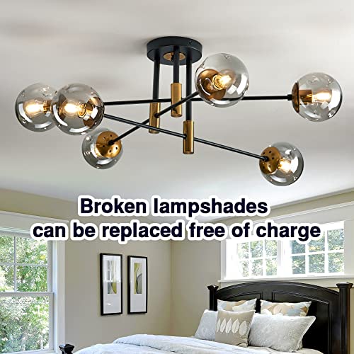 Modern Farmhouse Glass Chandelier for Dining and Living Room