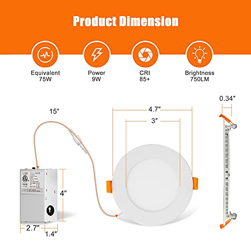 LEDIARY 16 Pack 4 Inch Dimmable Slim Lighting