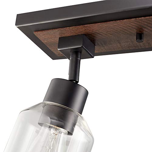 Globe Electric Griffith 3-Light Track Lighting, Faux Wood