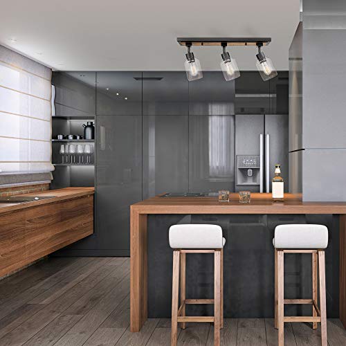 Globe Electric Griffith 3-Light Track Lighting, Faux Wood