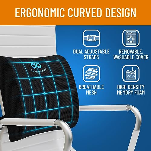 Memory Foam Lumbar Support Pillow - Adjustable Straps
