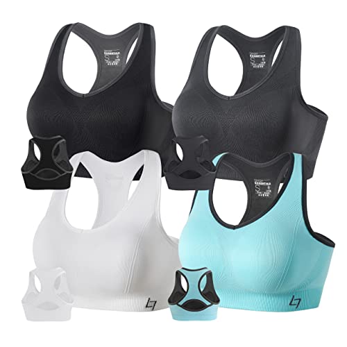 FITTIN Racerback Sports Bra Pack - High Impact Yoga Gym Workout Support XL