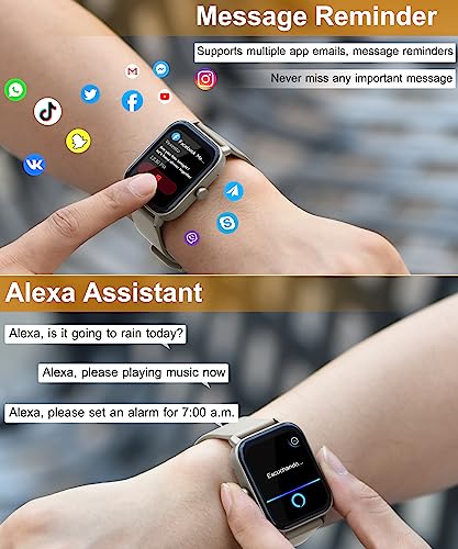 Men Women Smart Watch with Alexa, DIY Dial, Fitness Tracker