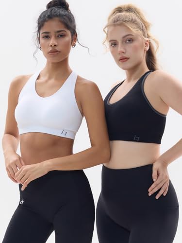 FITTIN Racerback Sports Bra Pack - High Impact Yoga Gym Workout Support XL