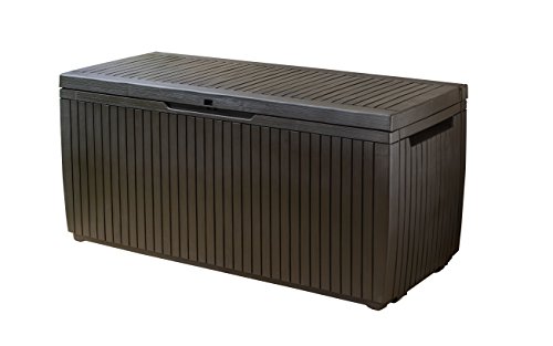 Keter Springwood Outdoor Patio Deck Storage Box Brown