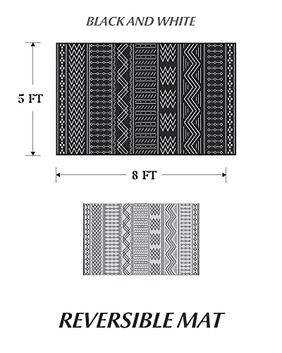 5x8FT Reversible Waterproof Outdoor Area Rug-Portable Boho Rug