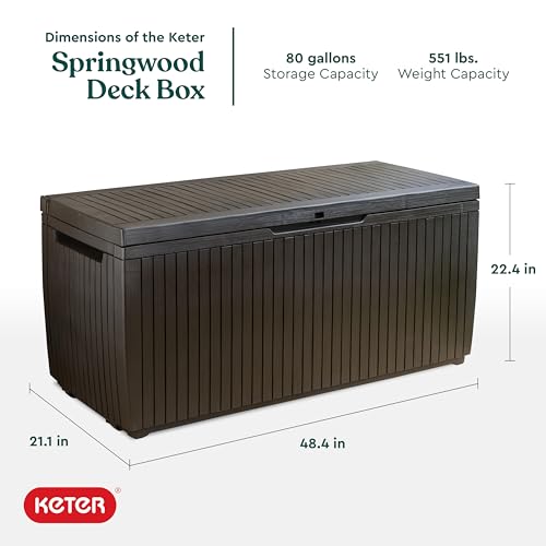 Keter Springwood Outdoor Patio Deck Storage Box Brown