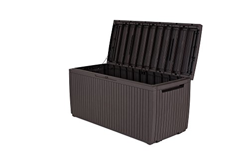 Keter Springwood Outdoor Patio Deck Storage Box Brown