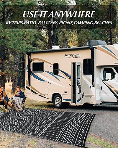 5x8FT Reversible Waterproof Outdoor Area Rug-Portable Boho Rug