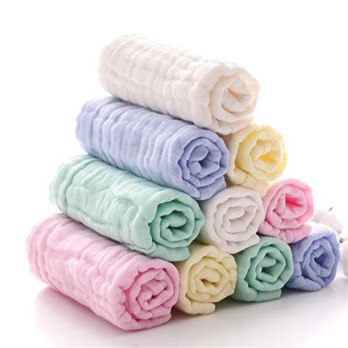 MUKIN Baby Muslin Washcloths - Soft and Natural, 10 Pack