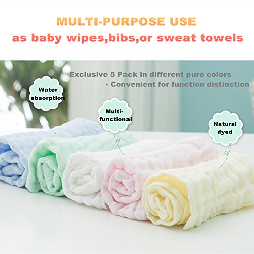 MUKIN Baby Muslin Washcloths - Soft and Natural, 10 Pack