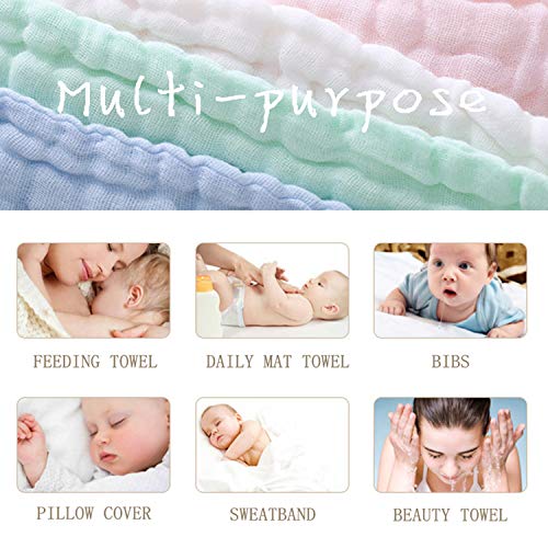 MUKIN Baby Muslin Washcloths - Soft and Natural, 10 Pack