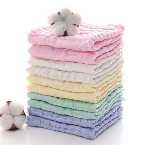 MUKIN Baby Muslin Washcloths - Soft and Natural, 10 Pack
