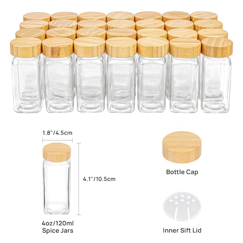 4-Tier Spice Rack with 28 Jars and Labels