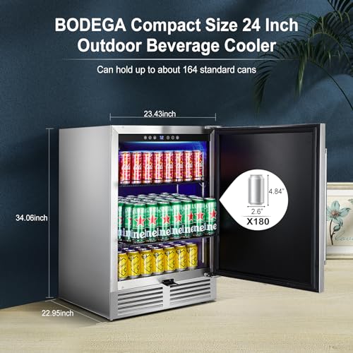 BODEGA 24" Outdoor Beverage Fridge - Stainless Steel