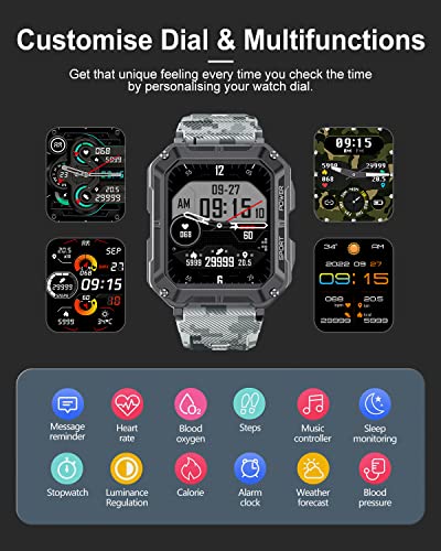 LIGE Military Smart Watch: Call, Fitness Tracker, IP68