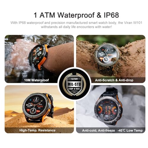 VIRAN Smart Watch for Men - Bluetooth Call, Military Fitness