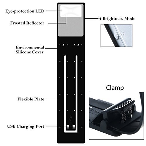 USB Rechargeable LED Book Light for Night Reading