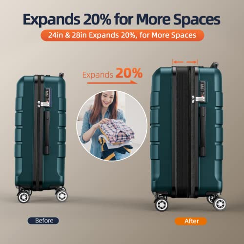 SHOWKOO 28" Expandable Luggage Double Spinner TSA Lock