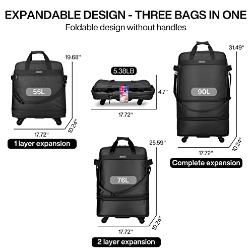 Hanke Expandable Foldable Suitcase - Large Spinner Luggage