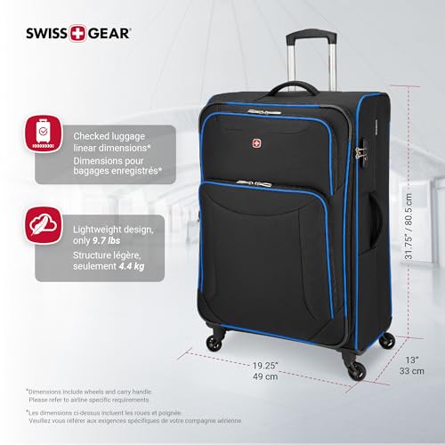 SwissGear Basel Collection 28" Spinner Luggage, Black/Blue