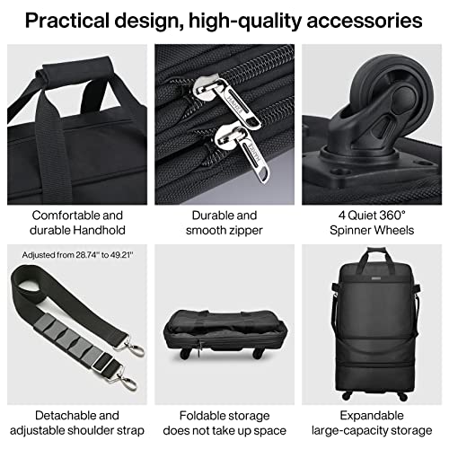 Hanke Expandable Foldable Suitcase - Large Spinner Luggage