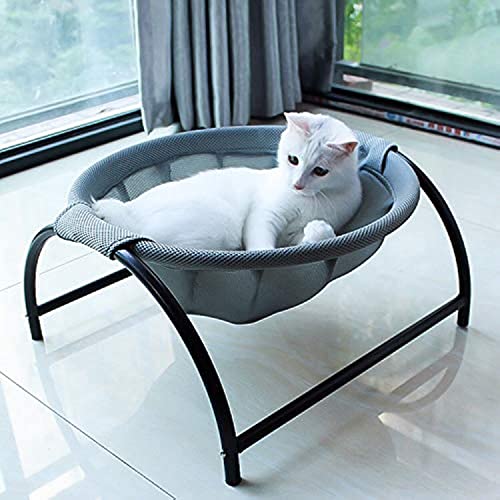 JUNSPOW Cat/Dog Hammock Bed: Stable, Detachable, Breathable (Gray, Medium)