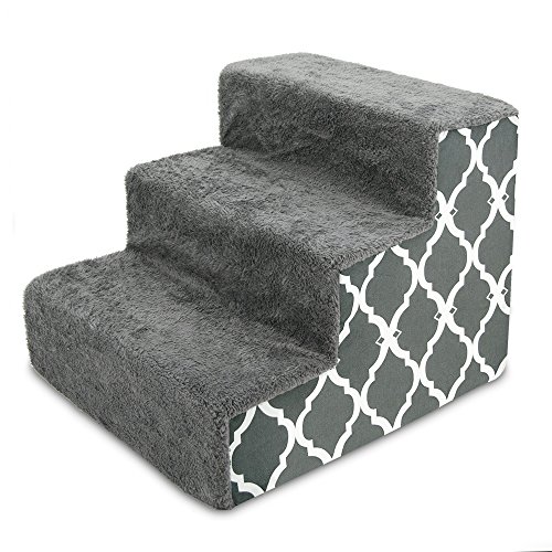 Foam Pet Steps for Small Dogs, Cats - Gray Lattice