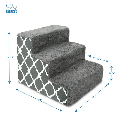 Foam Pet Steps for Small Dogs, Cats - Gray Lattice