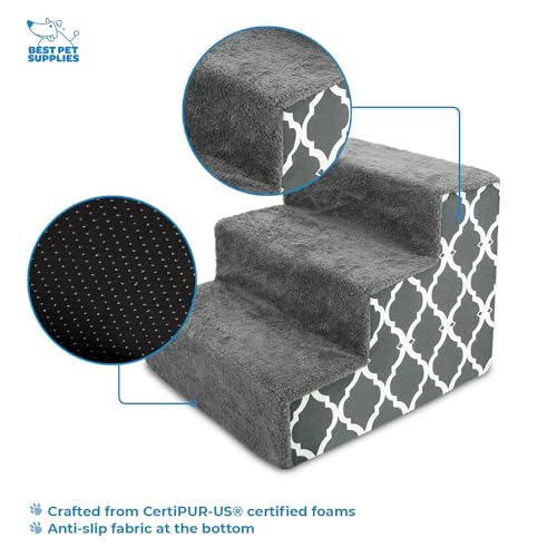 Foam Pet Steps for Small Dogs, Cats - Gray Lattice