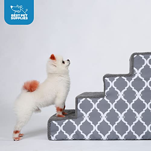 Foam Pet Steps for Small Dogs, Cats - Gray Lattice