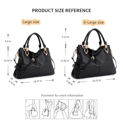 Kattee Women's Genuine Leather Satchel Tote Shoulder Bag