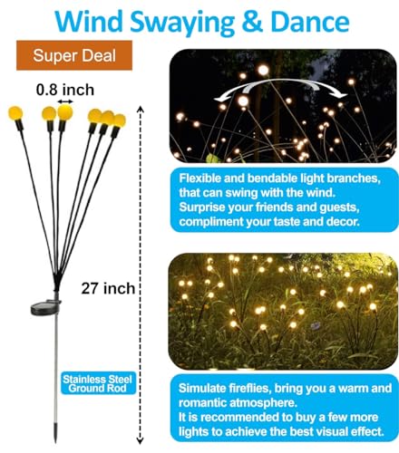 VIP Solar Garden Lights: Waterproof, Wind Swaying Firefly