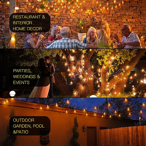 OHLUX 120FT Dimmable Outdoor String Lights with 62 Bulbs