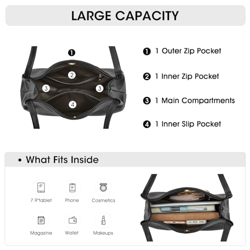 Kattee Genuine Leather Hobo Shoulder Tote Purses Handbags