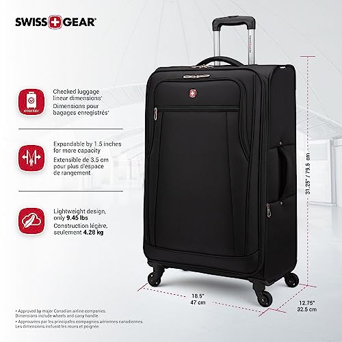 SWISSGEAR VIP Cross Country Luggage Spinner, Black 20