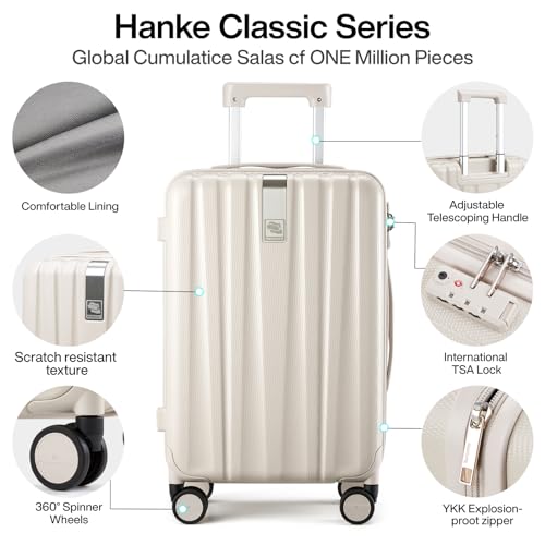 Hanke Upgrade Lightweight Hardshell Spinner Luggage Set - Ivory