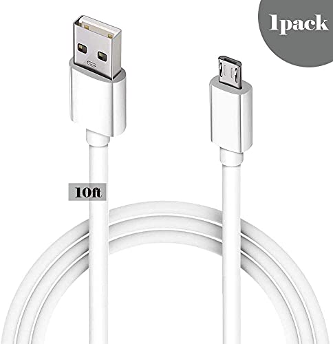 10 ft White USB Charging Cable for Kindle, Kobo, Tablets