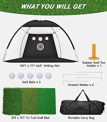 10x7ft Golf Practice Net with Tri-Turf Mat