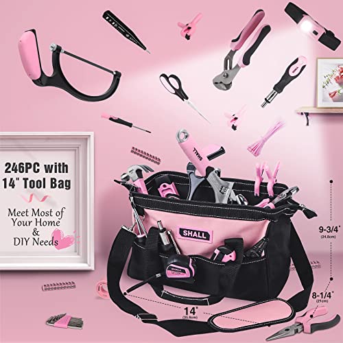 VIP 246-Piece Ladies Pink Home Tool Set Kit