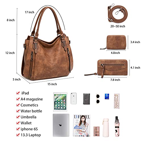 Brown Designer Faux Leather Tote Crossbody Shoulder Purses