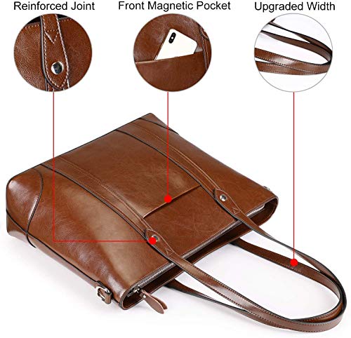 S-ZONE Leather Tote Bag: Office Shoulder Handbag for Women
