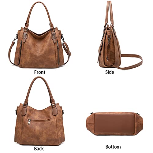 Brown Designer Faux Leather Tote Crossbody Shoulder Purses
