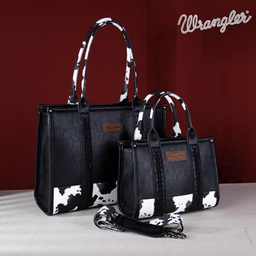 Cow Print Wrangler Tote Bag for Women