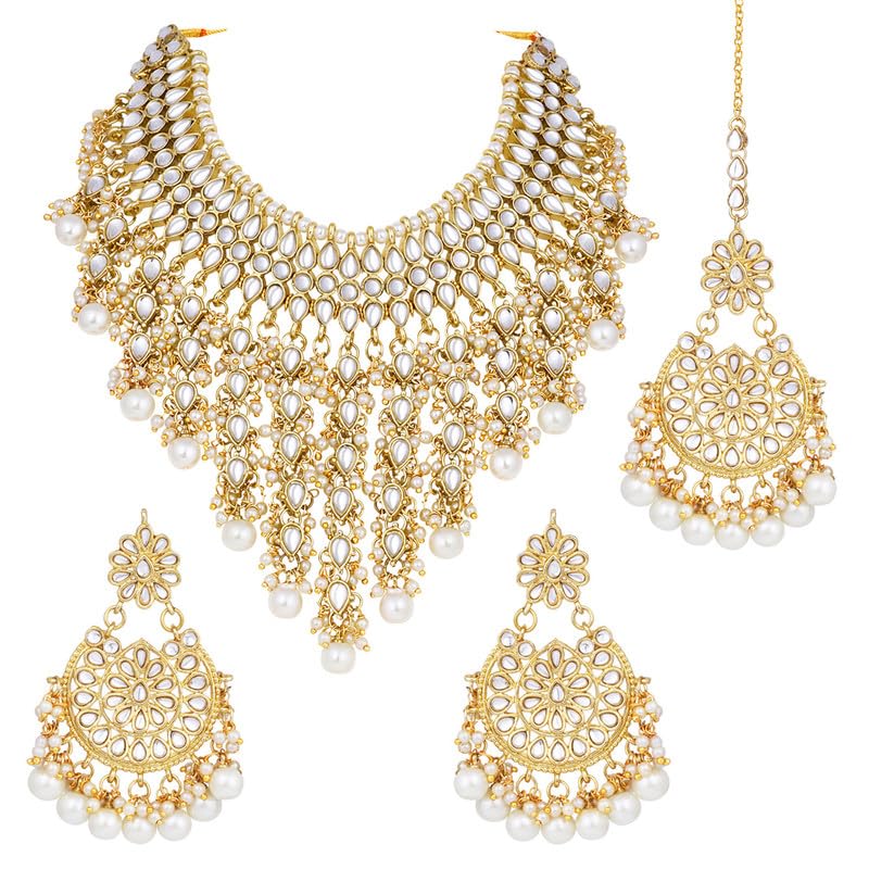 Aheli Indian Wedding Faux Kundan Choker Necklace Set