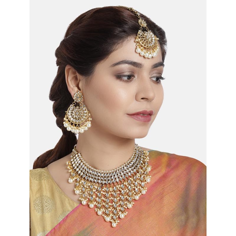 Aheli Indian Wedding Faux Kundan Choker Necklace Set