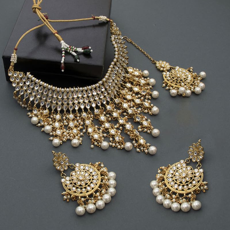 Aheli Indian Wedding Faux Kundan Choker Necklace Set